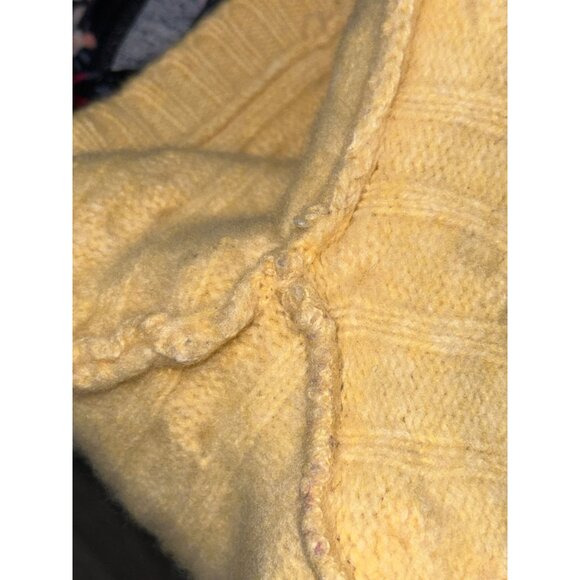 Abercrombie & Fitch Yellow Cable Knit Wool Hoodie Sweater Size Large - Picture 16 of 16